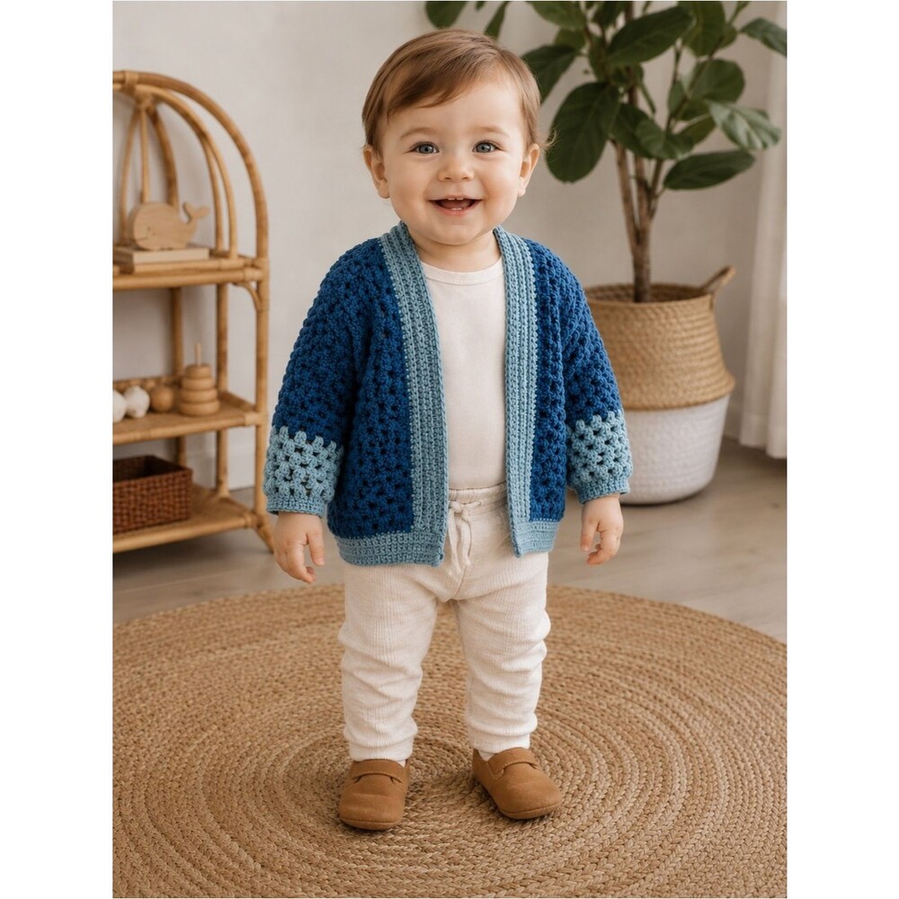HANDMADE Little Ocean Cardigan - 12-18m